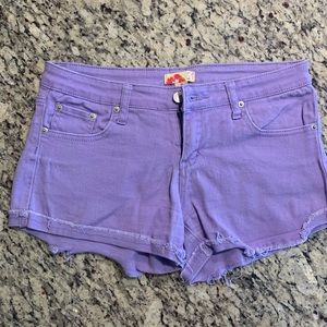 Lilac Cropped Denim Shorts